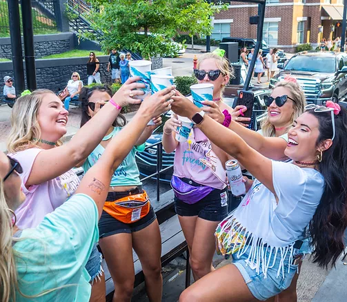 Group of young ladies having fun at Nashville Party truck